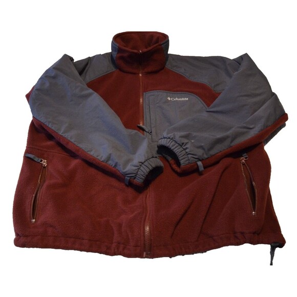 Mens Columbia Sportswear Co. Vertex Fleece Full Zip Front Sz XL Gray Red Jacket - Picture 1 of 9